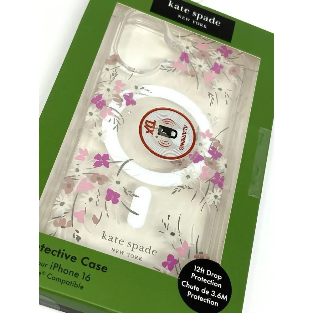 KATE SPADE iPhone 16 Floral Protective Case Cover MagSafe Pink Rhinestones NIB